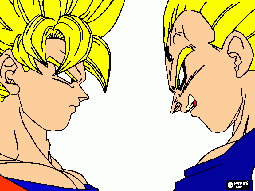 Goku e Vegita para colorir e imprimir