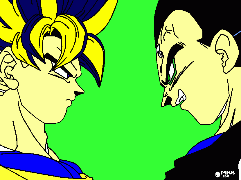 goku face a face para colorir e imprimir