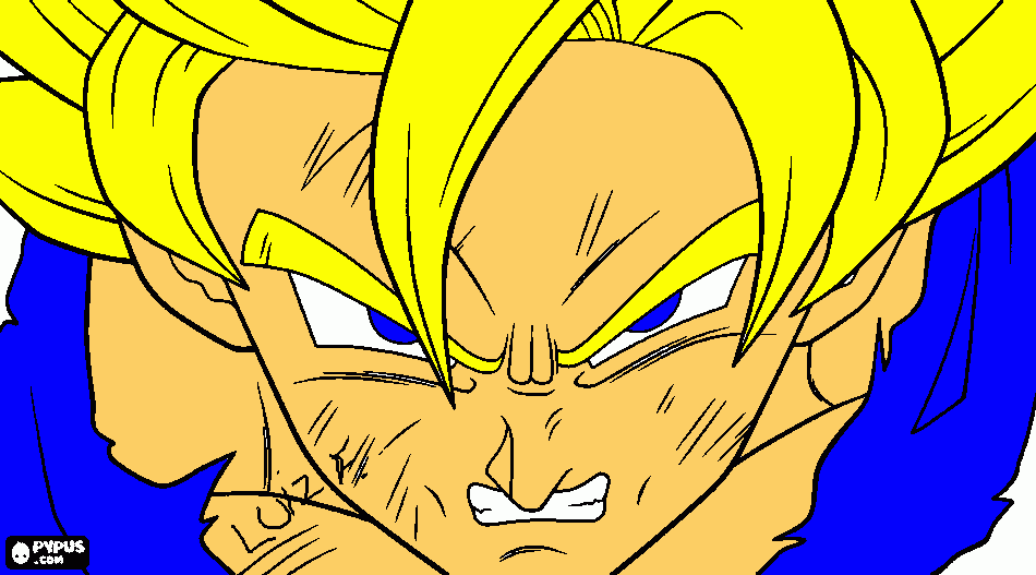goku furioso  para colorir e imprimir