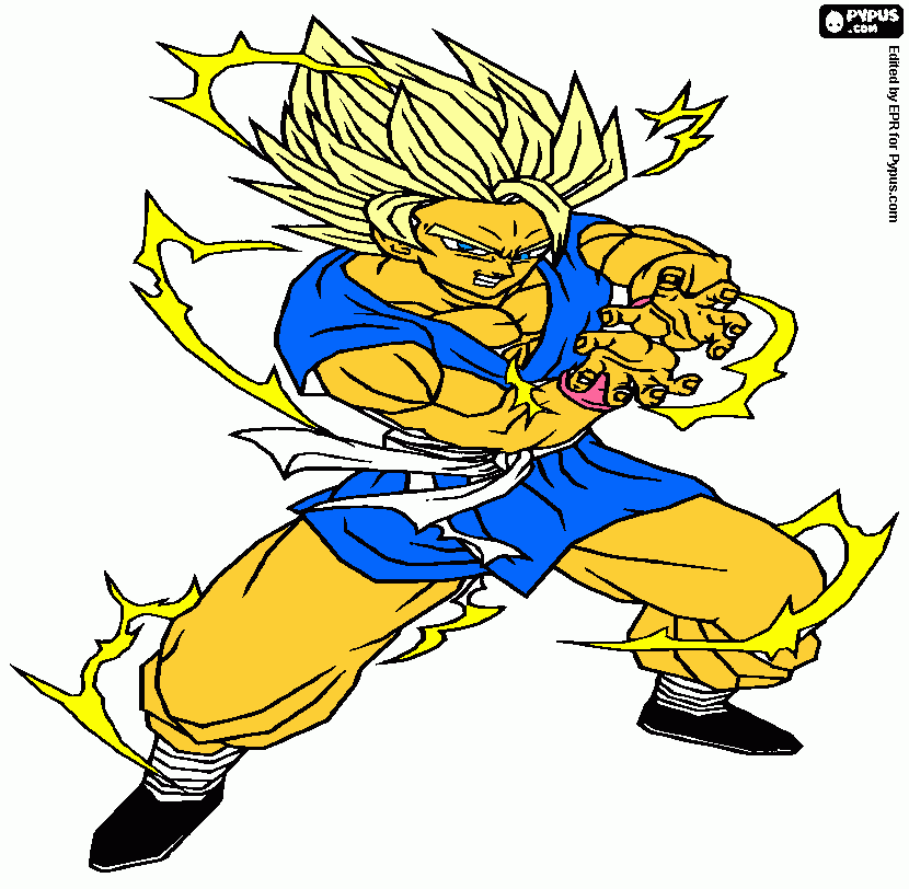 goku gt super saiyajin 2 adulto para colorir e imprimir