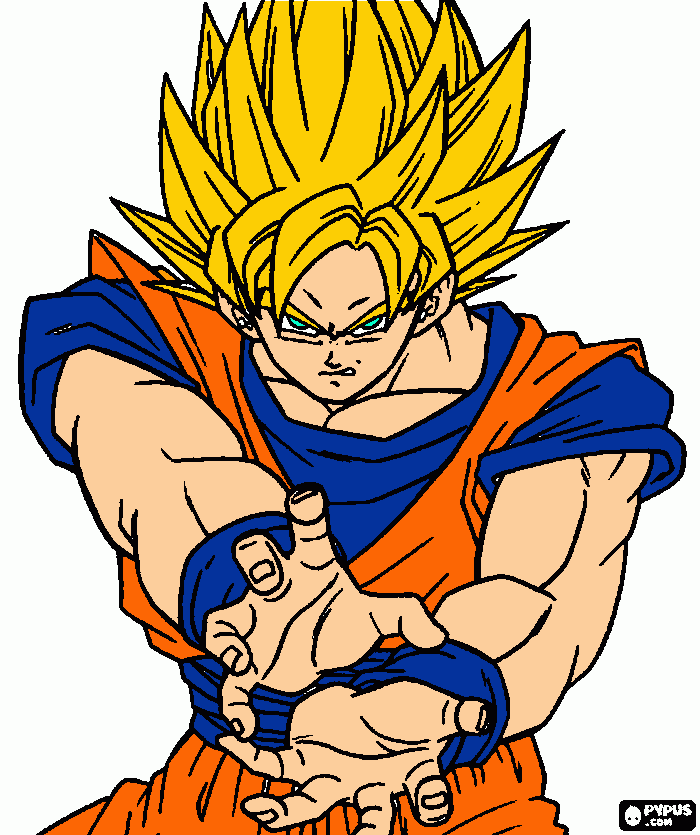 Goku kamehameha para colorir e imprimir