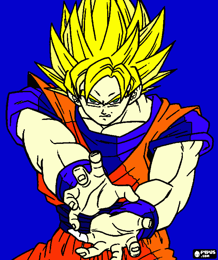 goku lançando kamehameha!!! para colorir e imprimir