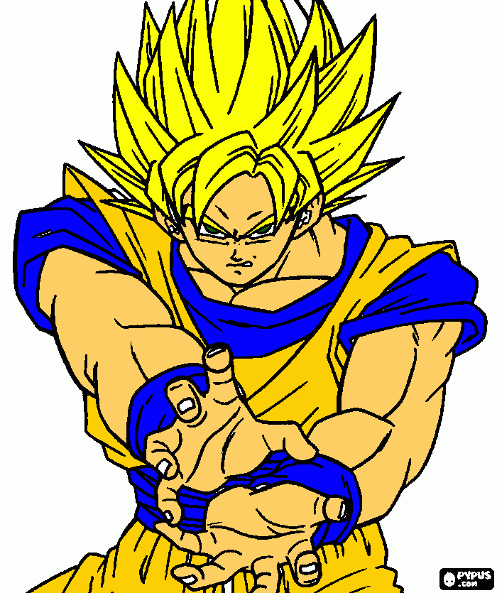 goku mandano kame-hame-ha para colorir e imprimir