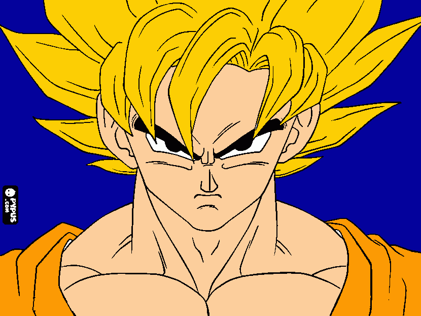 Goku o supremo super sayajin para colorir e imprimir