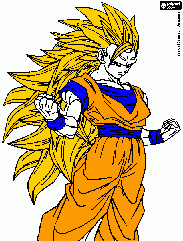 goku sanhadin 3 para colorir e imprimir