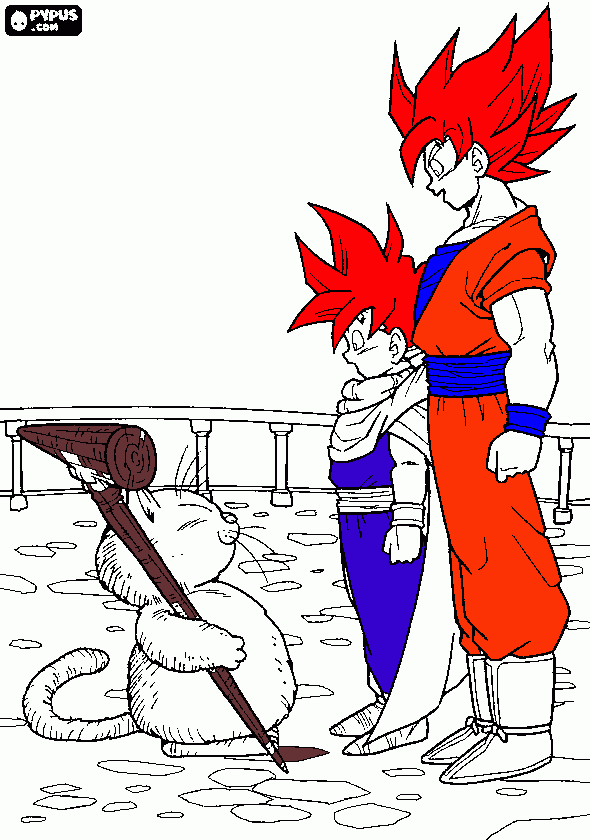 goku sjj1 gohan dios para colorir e imprimir