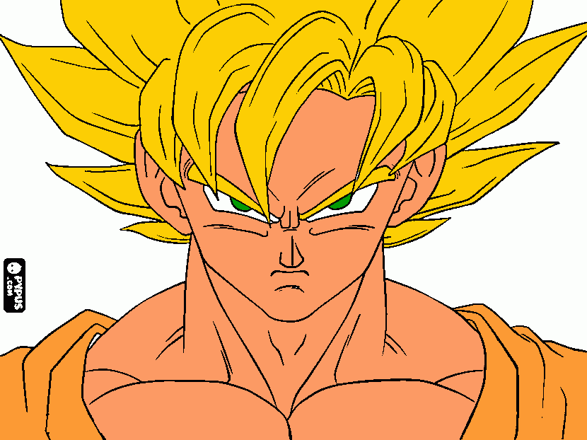 goku ssj 1 super sayajin  nivel 1 para colorir e imprimir