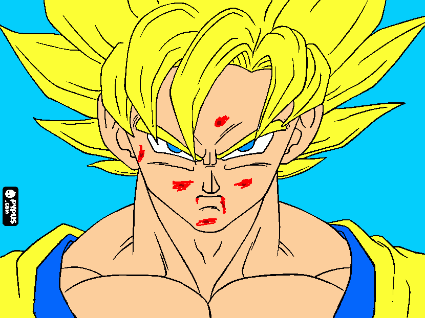 Goku ssj1 VS freeza 3 forma para colorir e imprimir