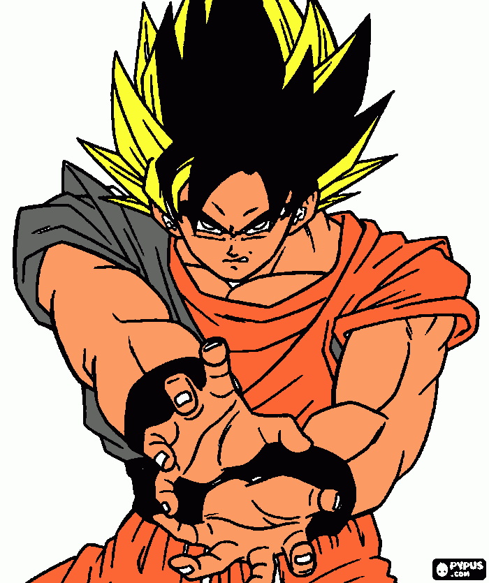 goku super sayadins fusão para colorir e imprimir