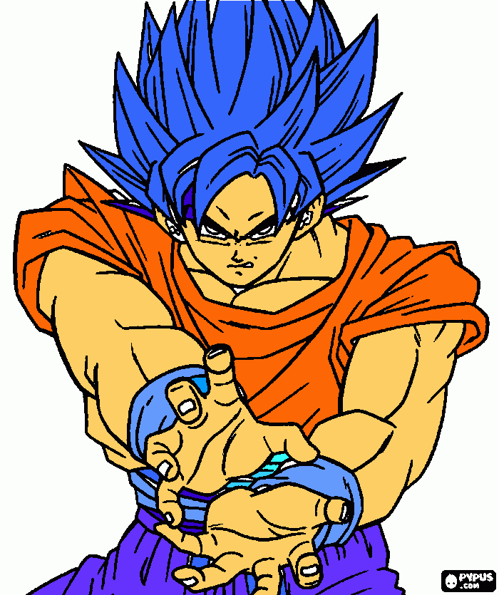goku supersaiadin blue para colorir e imprimir