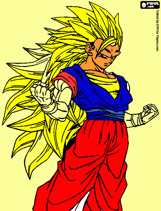 goku transformado em super siadins3 para colorir e imprimir