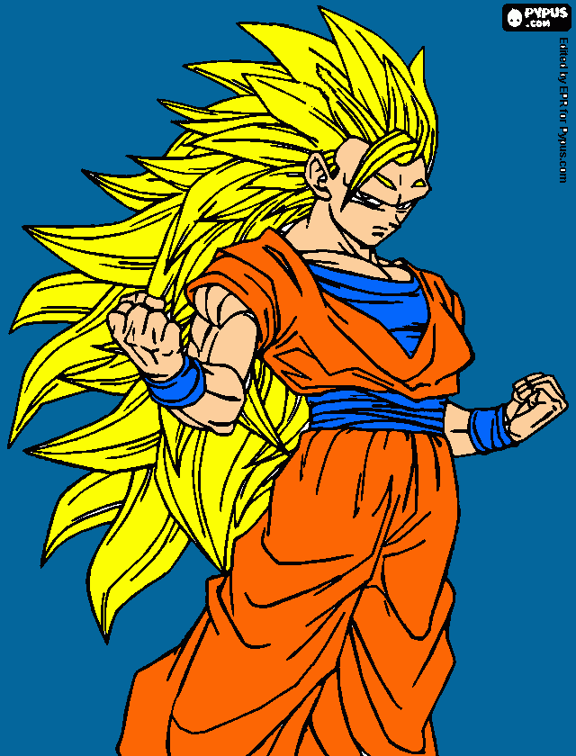 goku transformado em super  saiyajin 3 para colorir e imprimir