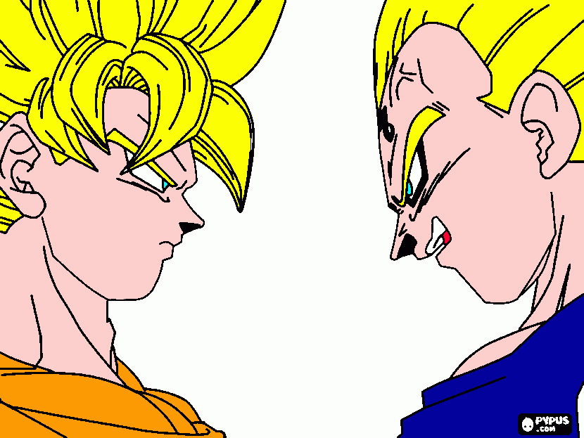 goku vs vegeta para colorir e imprimir