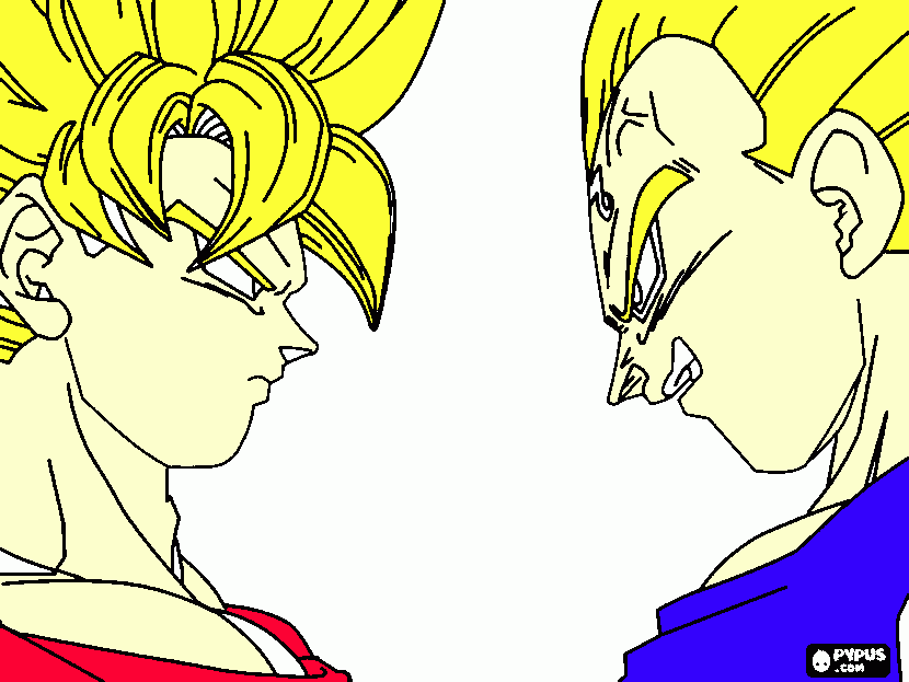 goku  vs  vegeta para colorir e imprimir