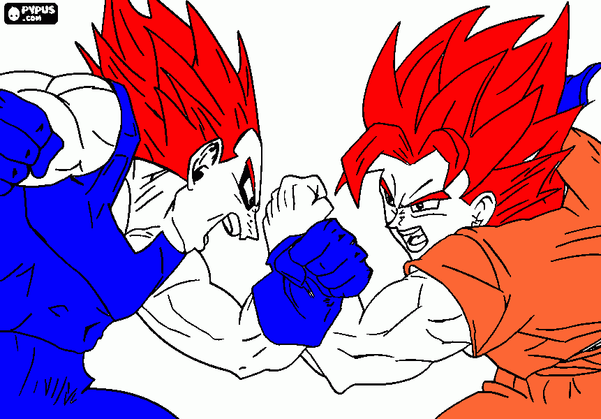 gokus vs vegeta para colorir e imprimir