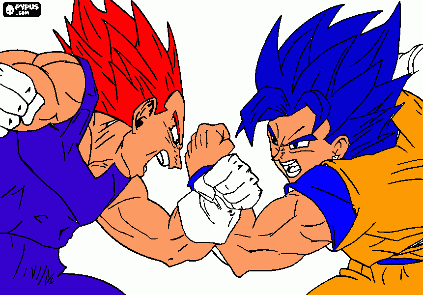 gokussj deus vs vegeta deus para colorir e imprimir