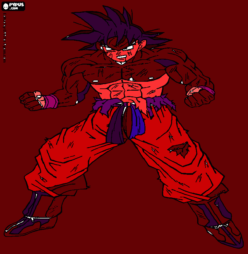 Gokú KAIO-KEN Triplo. para colorir e imprimir