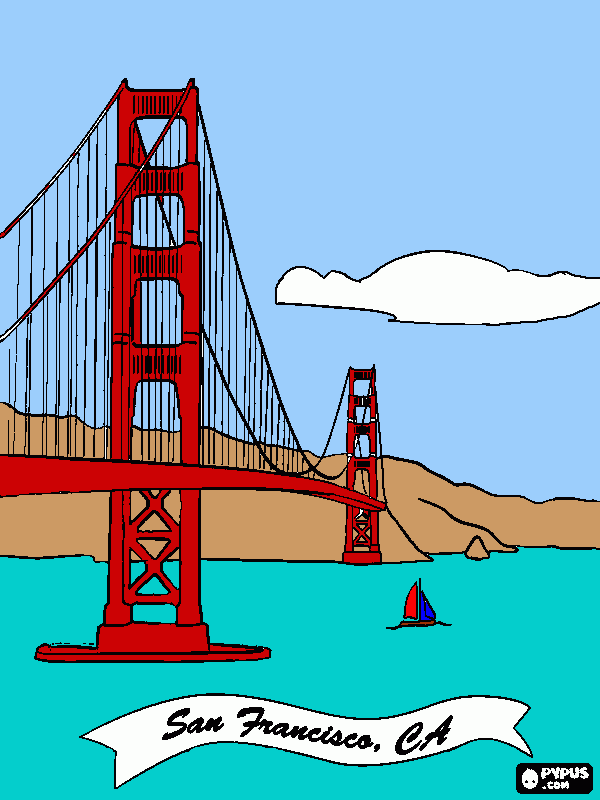 Golden Gate Bridge para colorir e imprimir