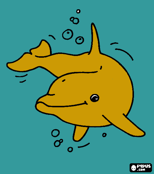 Golfinho feliz no mar para colorir e imprimir