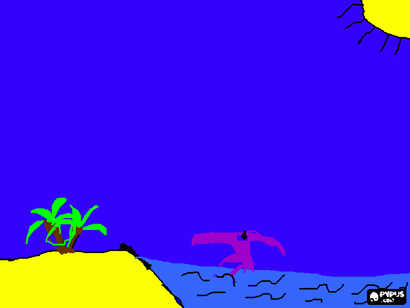 Golfinho na praia para colorir e imprimir