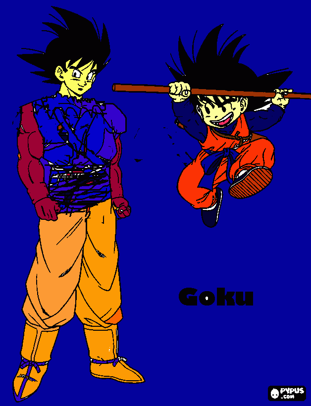 goten e goku para colorir e imprimir