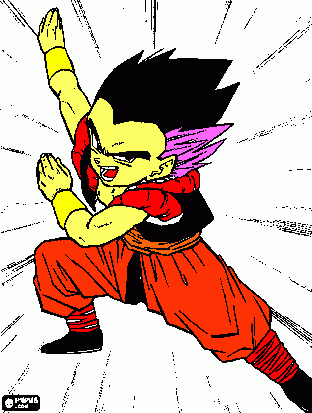 gotenks forma base para colorir e imprimir