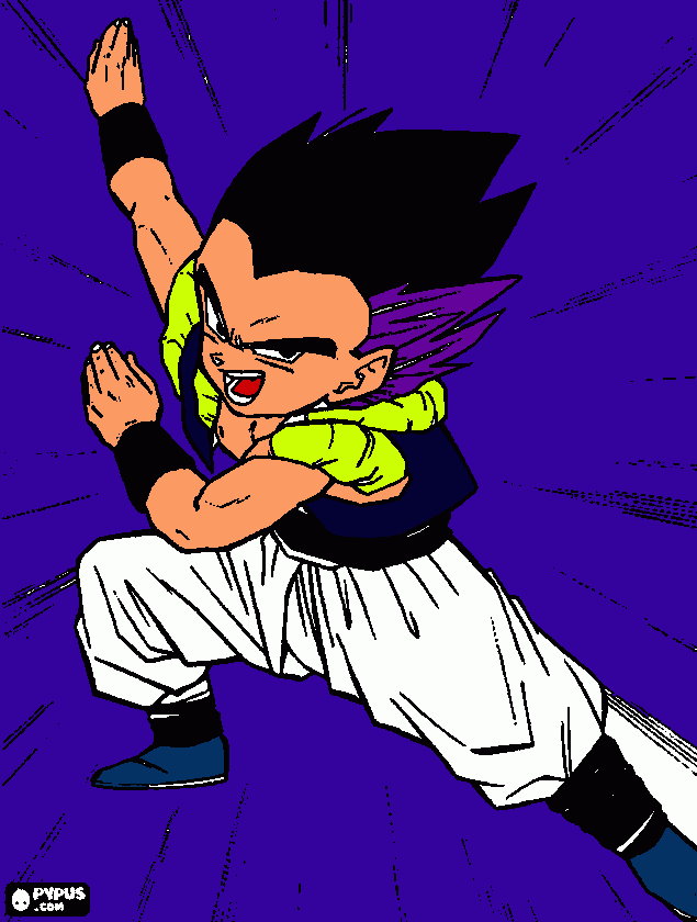 gotenks super forte para colorir e imprimir