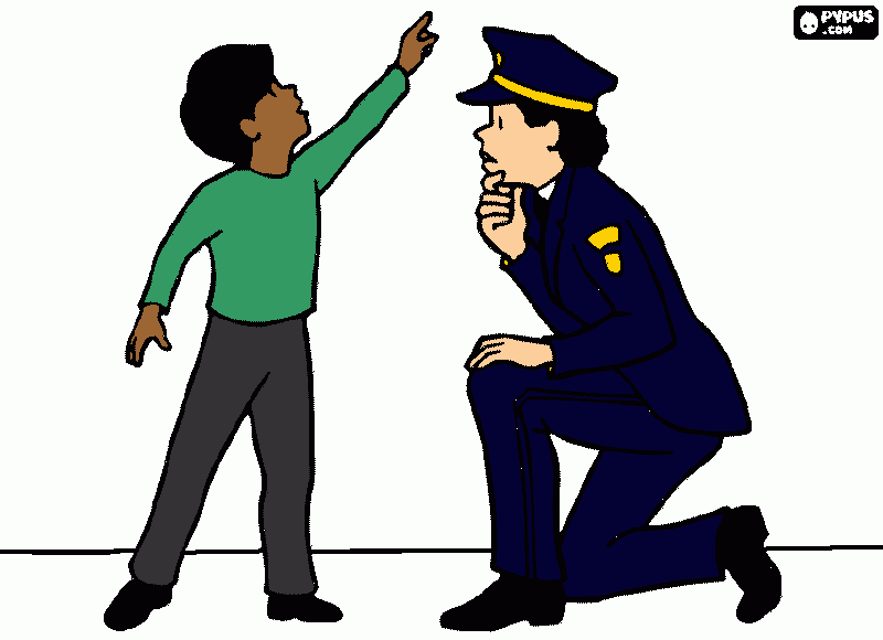 guarda ajudando criança para colorir e imprimir