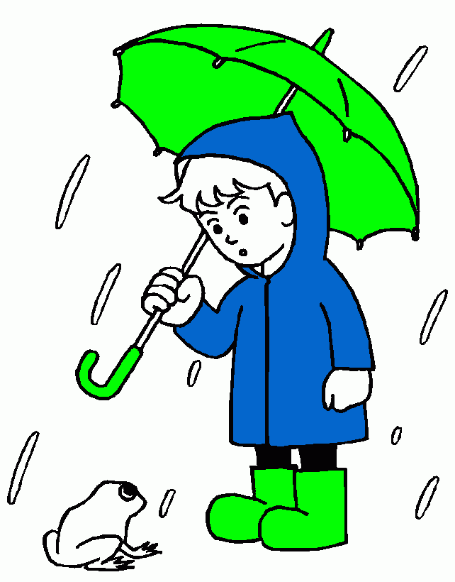 guarda- chuva verde/capa azul para colorir e imprimir