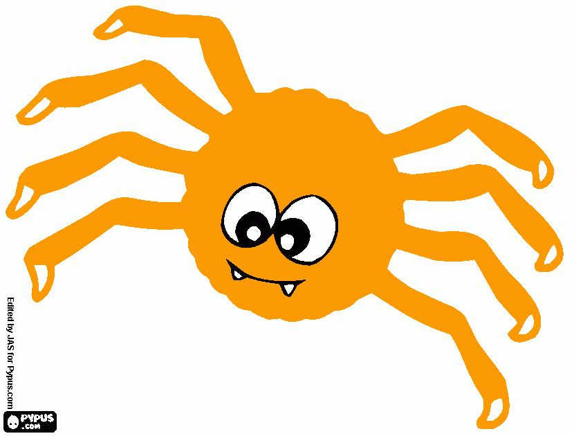 Halloween aranha laranja para colorir e imprimir