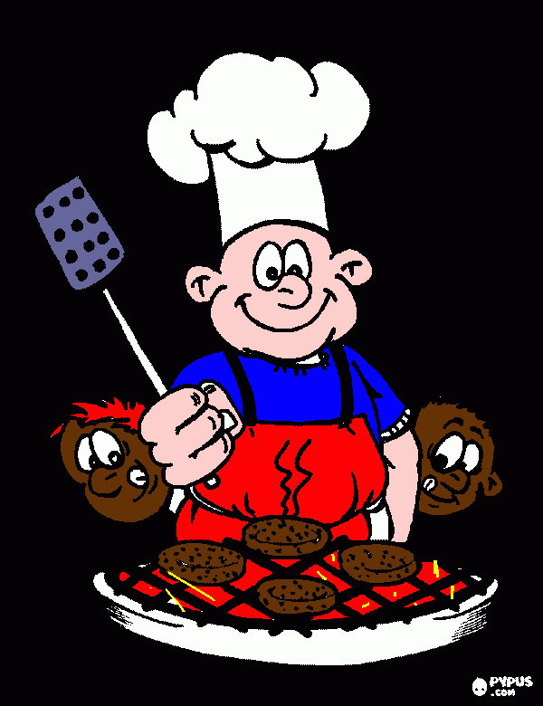 hamburguer     e o cozinheiro para colorir e imprimir