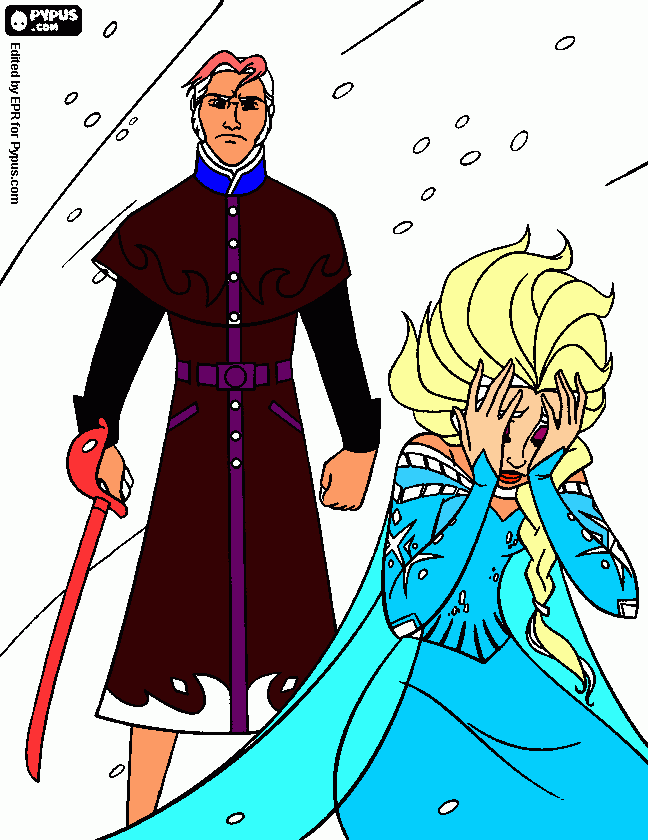 hans e elsa  para colorir e imprimir