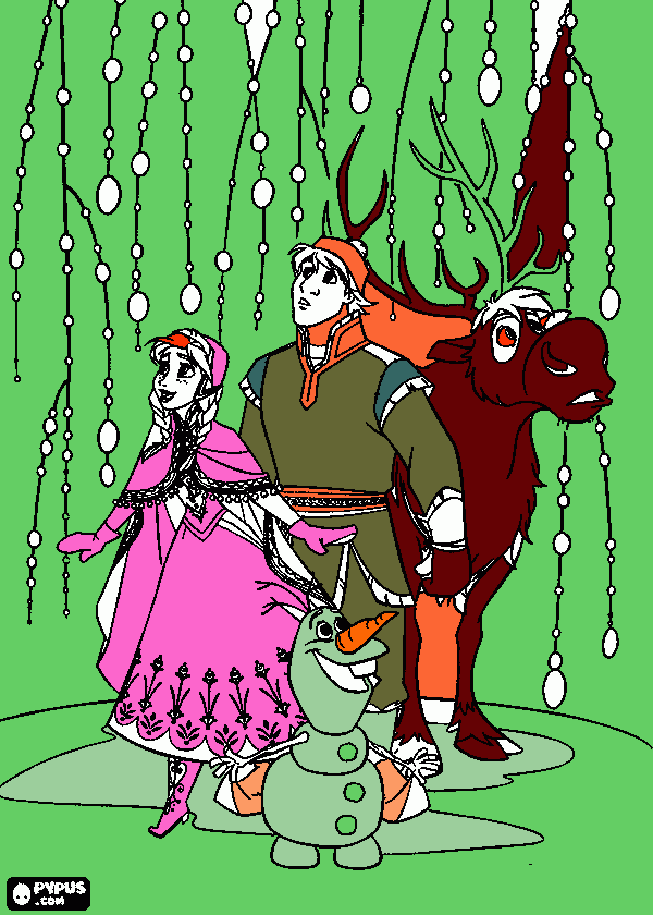 hans,anna,olaf ,rena para colorir e imprimir