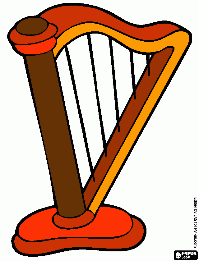 Harpa colorida para colorir e imprimir