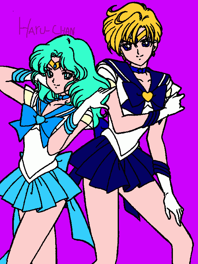 Haruka Tenoh e Michiru Kaioh para colorir e imprimir