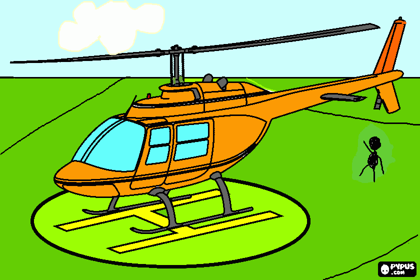helicoptero na plataforma de desembarque para colorir e imprimir
