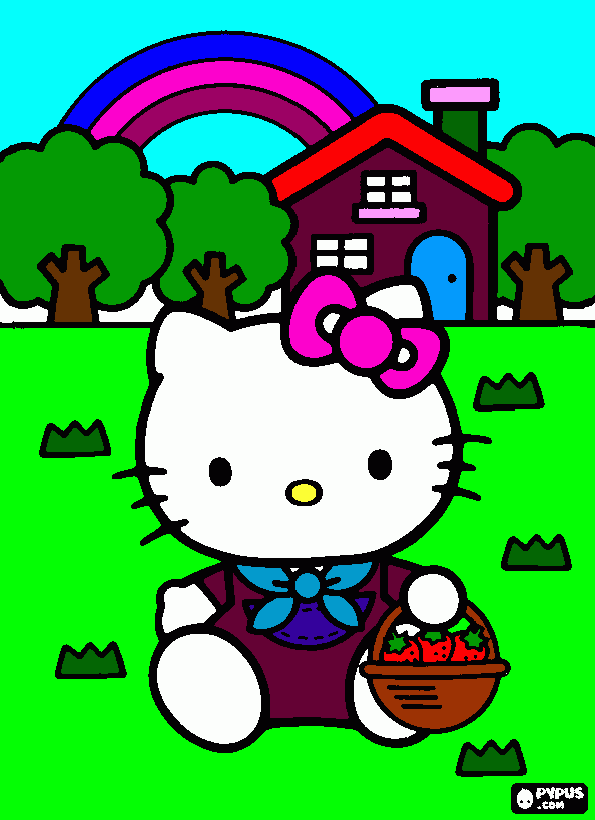 hello kitty no gardin para colorir e imprimir