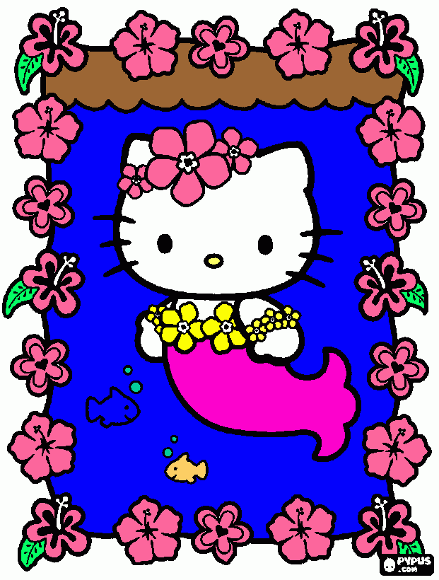 hello kitty sereia para colorir e imprimir