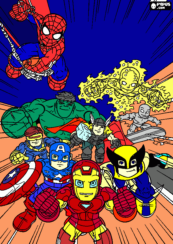 Heróis do ceu escuro para colorir e imprimir