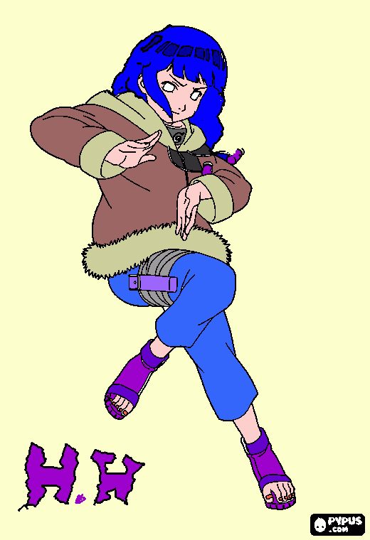 Hinata Hyuuga com cabelo longo para colorir e imprimir