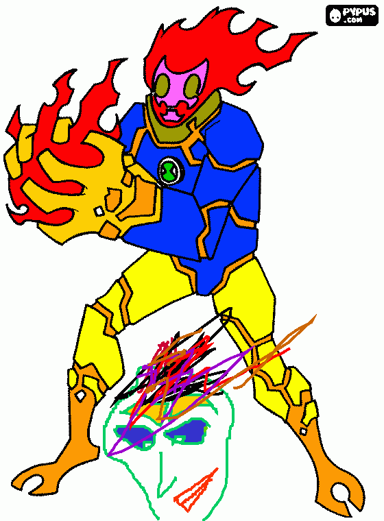 Homem chamas para colorir e imprimir