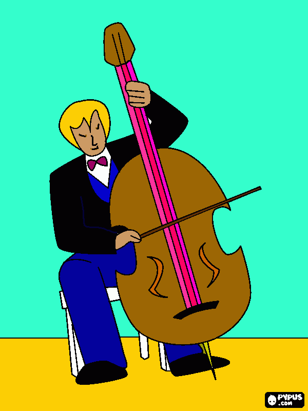 homem com violoncelo para colorir e imprimir