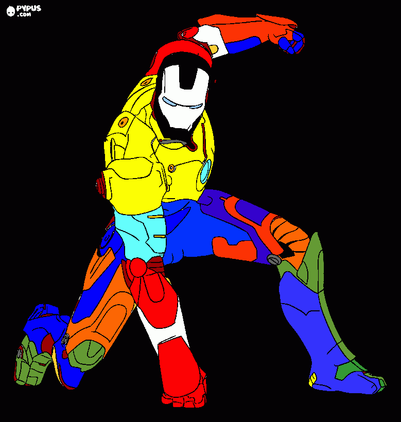 homem de ferro colorido para colorir e imprimir