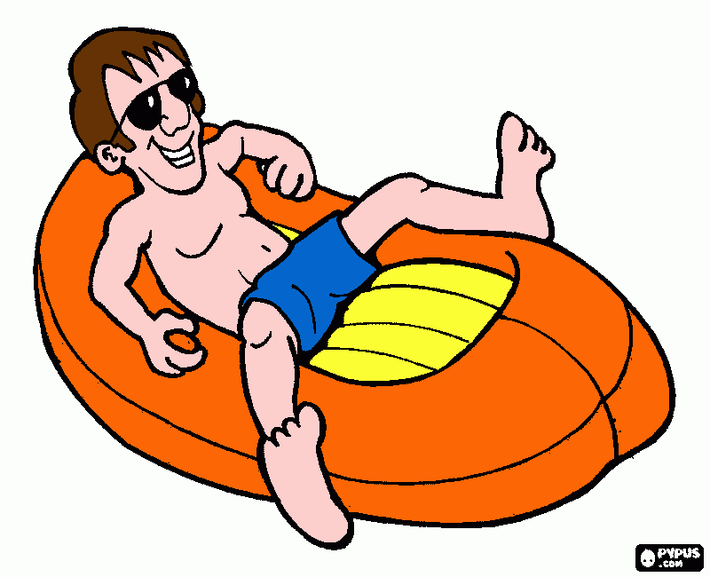 homem na boia para colorir e imprimir