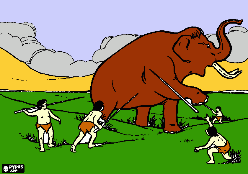 Homens caçando para colorir e imprimir