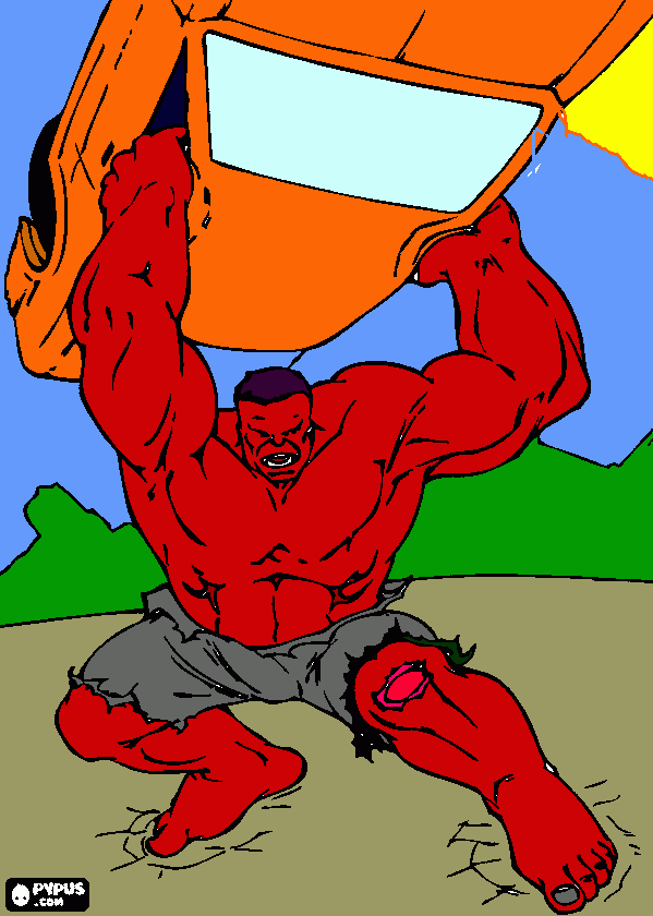 Hulk em açao para colorir e imprimir