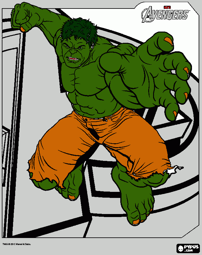 hulk o herói que esmaga para colorir e imprimir