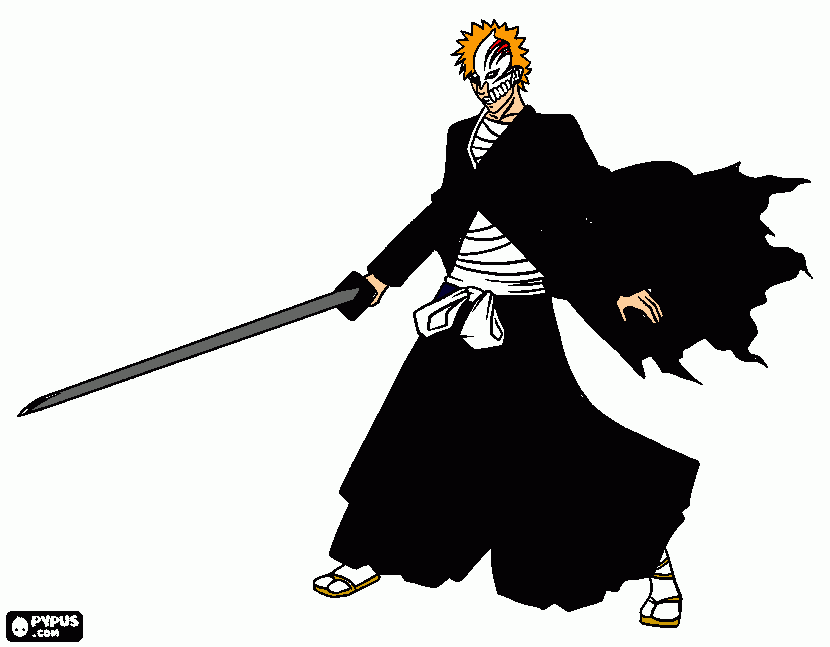 ichigo kurosaki hollow para colorir e imprimir