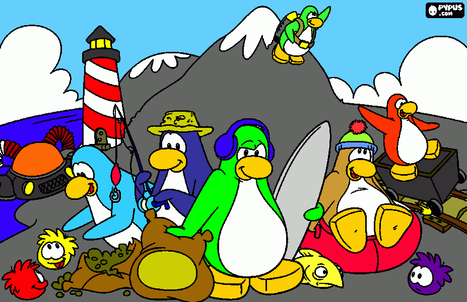 imagem club peguin para colorir e imprimir