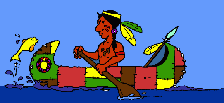indio na canoa para colorir e imprimir
